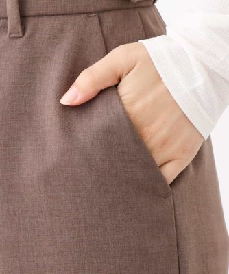 パウダーツイルストレッチワイドパンツ／洗える