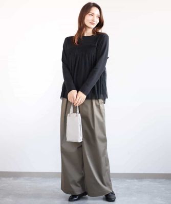 ライトツイル２タックワイドパンツ／洗える