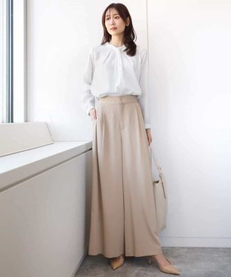 ドレープツイルワイドパンツ／洗える