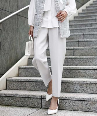 ＜MK MICHEL KLEIN (Women)＞ダブルクロス　テーパードパンツ／セットアップ対応／防シワ／ストレッチ／洗える