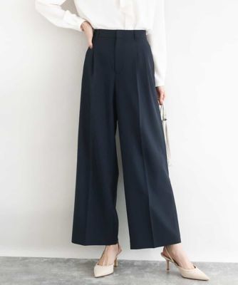 ＜MK MICHEL KLEIN (Women)＞２タックストレートワイドパンツ／洗える