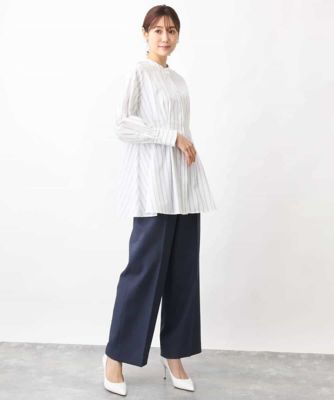デニムライクストレートワイドパンツ／洗える