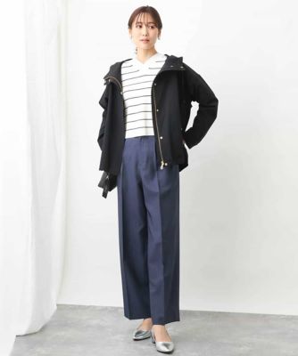 デニムライクストレートワイドパンツ／洗える