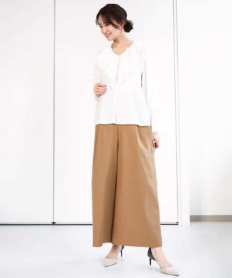 ストレッチツイル　プルオンワイドパンツ／洗える
