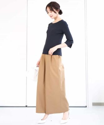 ストレッチツイル　プルオンワイドパンツ／洗える