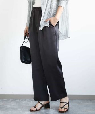 リラックスサテンテーパードパンツ／洗える