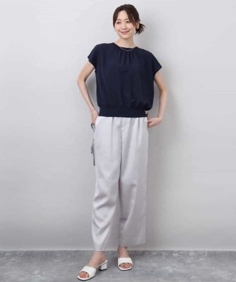 リラックスサテンテーパードパンツ／洗える
