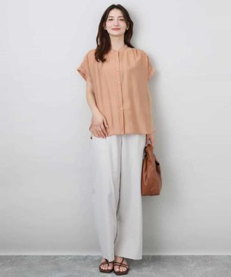 ワイドストレート　ストレッチプルオンパンツ／洗える