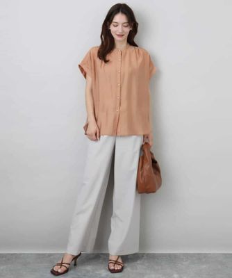 ワイドストレート　ストレッチプルオンパンツ／洗える