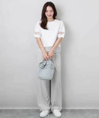 ワイドストレート　ストレッチプルオンパンツ／洗える