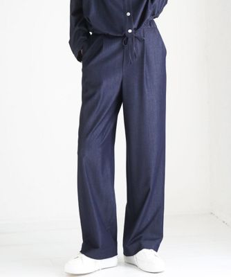 SANAGARAシリーズ］デニムライク ワイドパンツ／接触冷感