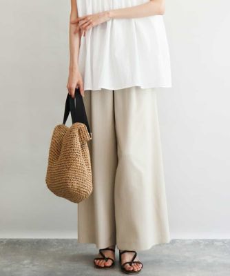 ＜MK MICHEL KLEIN (Women)＞［ＵＶカット／防シワ／抗ピリング／洗える］ピンストライプ柄プルオンワイドパンツ