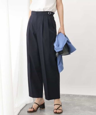＜MK MICHEL KLEIN (Women)＞サイドバックルデザインツイルワイドパンツ／洗える