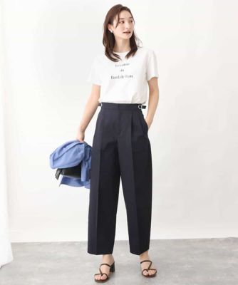 サイドバックルデザインツイルワイドパンツ／洗える