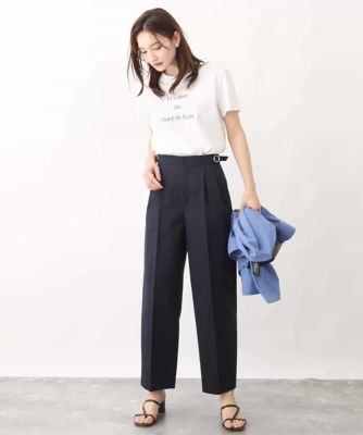 サイドバックルデザインツイルワイドパンツ／洗える