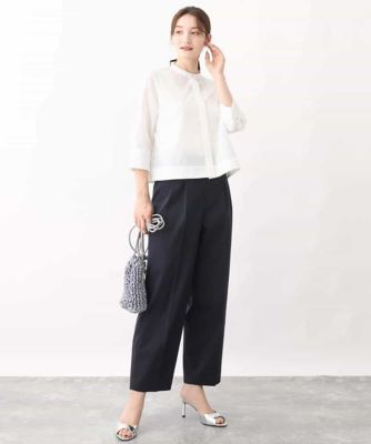 サイドバックルデザインツイルワイドパンツ／洗える