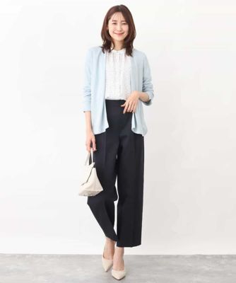 サイドバックルデザインツイルワイドパンツ／洗える