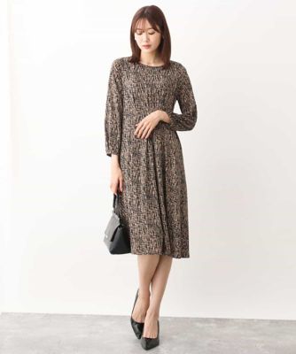 ＜MK MICHEL KLEIN (Women)＞ツイード調プリントジャージープリントワンピース／イージーケア
