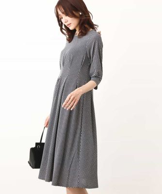 ＜MK MICHEL KLEIN (Women)＞幾何柄ジャージーワンピース／イージーケア