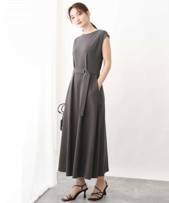 ＜MK MICHEL KLEIN (Women)＞ノースリーブウエストマークワンピース／接触冷感／洗える
