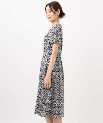 ウエストタックジャージーワンピース（幾何柄・無地）／洗える