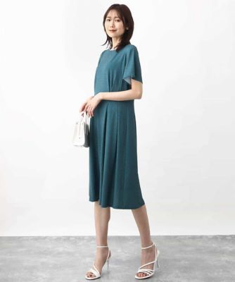 幾何柄ジャージー半袖ワンピース／イージーケア