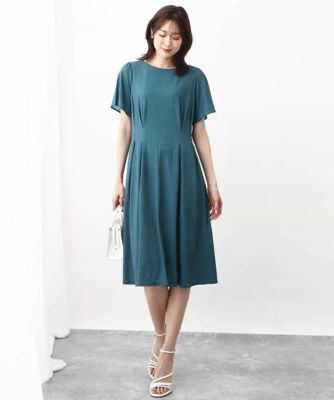 幾何柄ジャージー半袖ワンピース／イージーケア