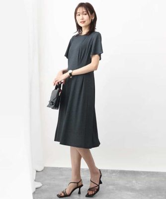 幾何柄ジャージー半袖ワンピース／イージーケア