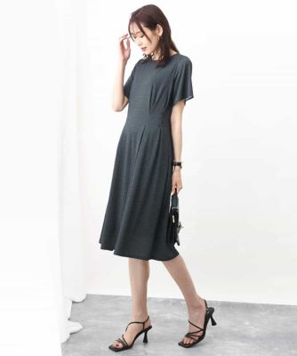 幾何柄ジャージー半袖ワンピース／イージーケア