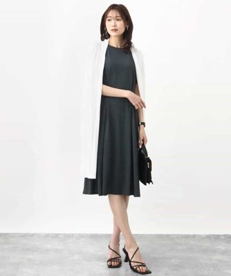 幾何柄ジャージー半袖ワンピース／イージーケア