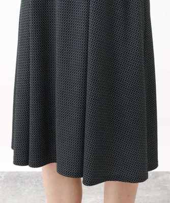 幾何柄ジャージー半袖ワンピース／イージーケア