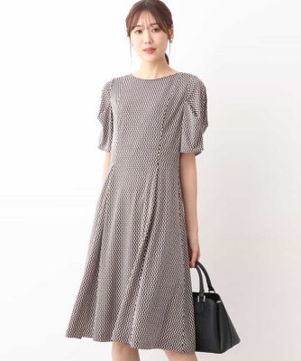 ＜MK MICHEL KLEIN (Women)＞幾何柄ジャージープリントワンピース／イージーケア