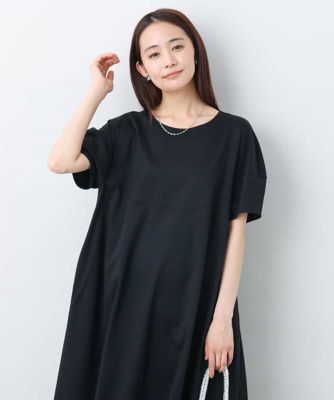 ＜MK MICHEL KLEIN (Women)＞ランタンスリーブ切替えワンピース／接触冷感／洗える