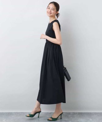 ウエスト切り替えノースリーブワンピース／接触冷感／洗える