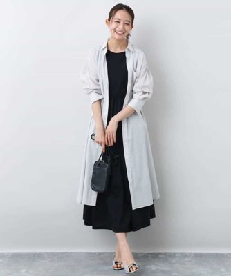 ウエスト切り替えノースリーブワンピース／接触冷感／洗える