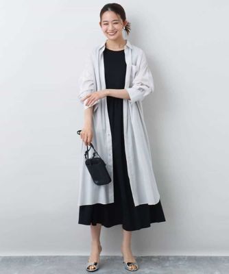 ウエスト切り替えノースリーブワンピース／接触冷感／洗える