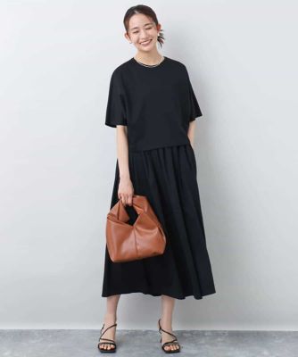 ウエスト切り替えノースリーブワンピース／接触冷感／洗える