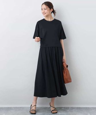 ウエスト切り替えノースリーブワンピース／接触冷感／洗える