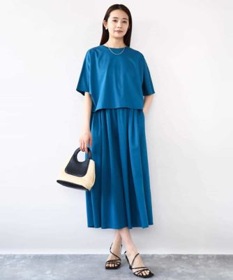 ウエスト切り替えノースリーブワンピース／接触冷感／洗える