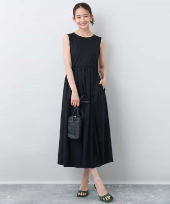 ウエスト切り替えノースリーブワンピース／接触冷感／洗える