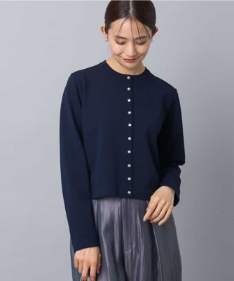 MK MICHEL KLEIN (Women)/エムケーミッシェルクラン ドットボタンコンパクトニットカーディガン/洗える ネイビー57 トップス【三越伊勢丹/公式】