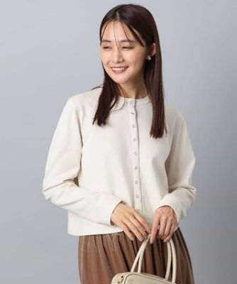 MK MICHEL KLEIN (Women)/エムケーミッシェルクラン ドットボタンコンパクトニットカーディガン/洗える ホワイト80 トップス【三越伊勢丹/公式】