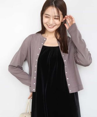 MK MICHEL KLEIN (Women)/エムケーミッシェルクラン ドットボタンコンパクトニットカーディガン/洗える ダークグレー93 トップス【三越伊勢丹/公式】