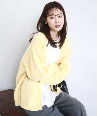 MK MICHEL KLEIN (Women)/エムケーミッシェルクラン ソフト起毛ニットカーディガン/洗える 20ライトイエロー トップス【三越伊勢丹/公式】