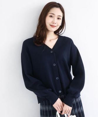 MK MICHEL KLEIN (Women)/エムケーミッシェルクラン スムース編みVネックニットカーディガン/洗える 57ネイビー トップス【三越伊勢丹/公式】