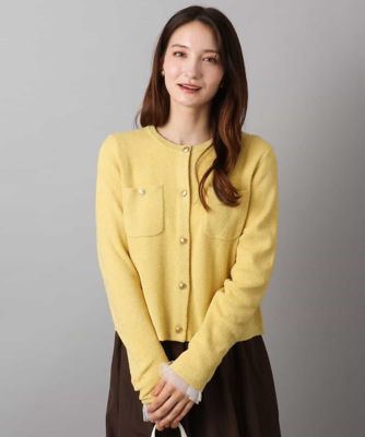 MK MICHEL KLEIN (Women)/エムケーミッシェルクラン ミニブークレーカーディガン/洗える 20ライトイエロー トップス【三越伊勢丹/公式】