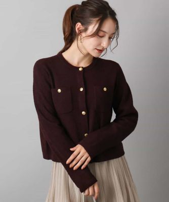 MK MICHEL KLEIN (Women)/エムケーミッシェルクラン ミニブークレーカーディガン/洗える 87ブラウン トップス【三越伊勢丹/公式】