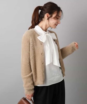 MK MICHEL KLEIN (Women)/エムケーミッシェルクラン フェザーニットカーディガン/洗える 82ベージュ トップス【三越伊勢丹/公式】