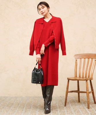 洗える］衿付きニットカーディガン | MK MICHEL KLEIN (Women