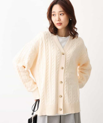 ＜MK MICHEL KLEIN (Women)＞ケーブル編みニットカーディガン／洗える